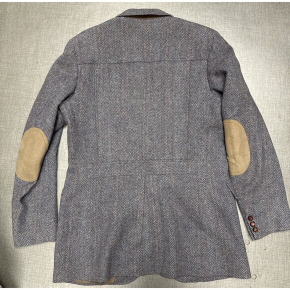 Vtg Pendleton Tweed Blazer Men 44L Gray Wool 2 Button Blazer Elbow Suede - Picture 7 of 7